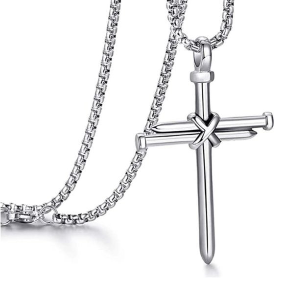 Men's Stainless Steel Cross Necklace - Picture 3 of 5